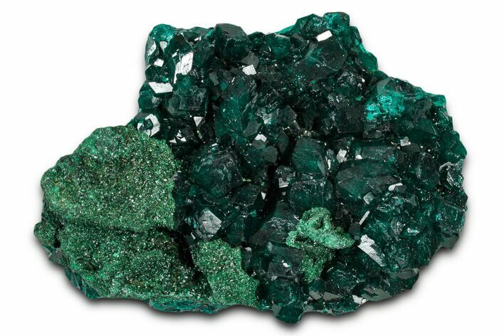 Sparkly, Emerald-Green Dioptase With Malachite - Congo #343359